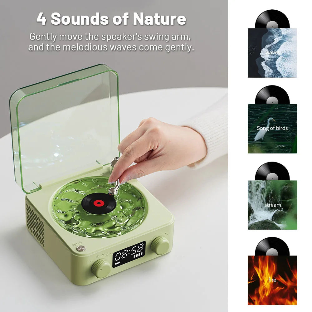 Bluetooth Turntable Speaker: Retro Vinyl Record Player with RGB Projection Lamp