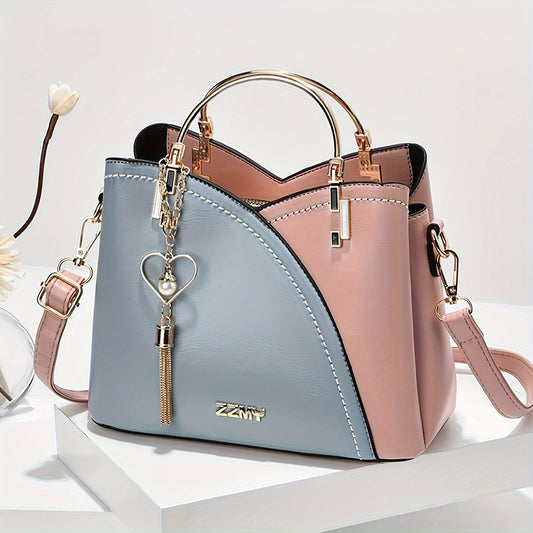 👜 Chic Tassel-Accented Color block Handbag for Women 👜