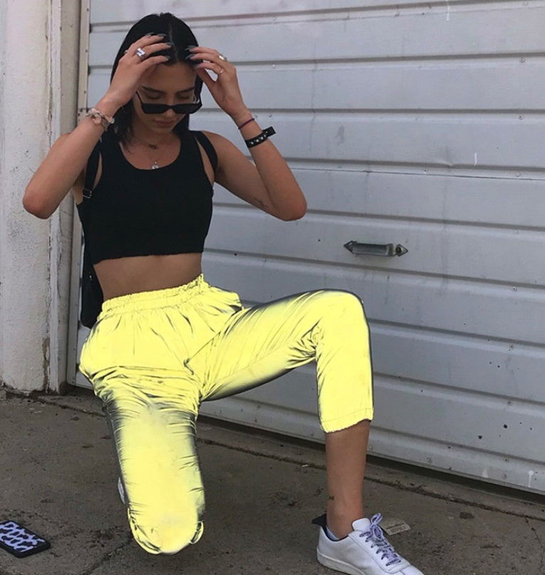 Reflective pants with fashion style top selling