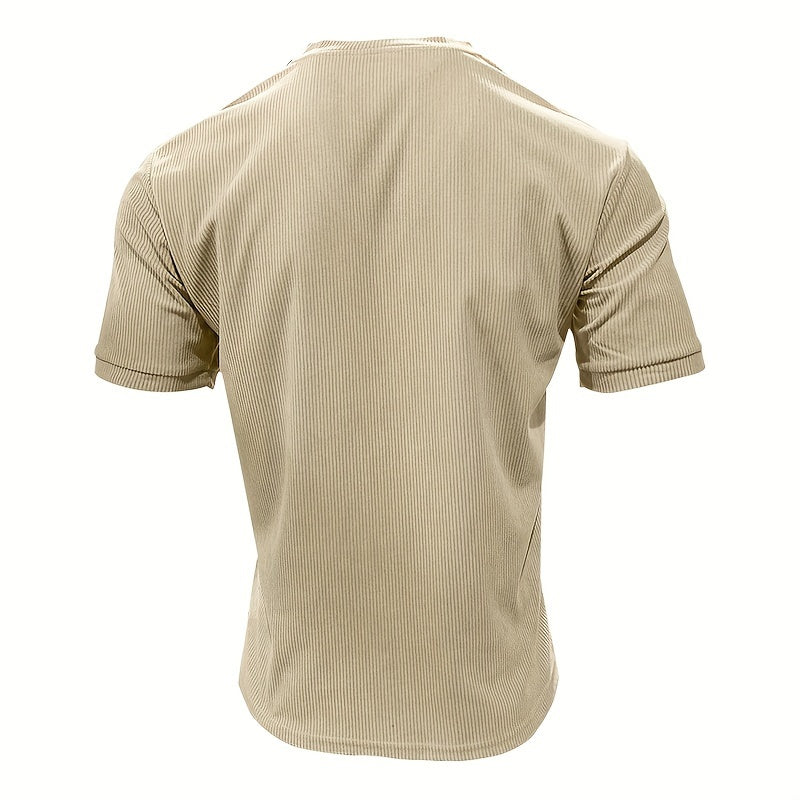 Xiangfan OBM Men's V-Neck Corduroy T-Shirt 🌟