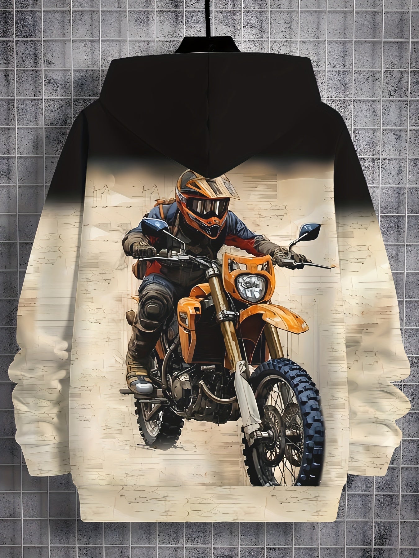 🏍️ Trendy Boys' Motorcycle Print Hoodie 🏍️