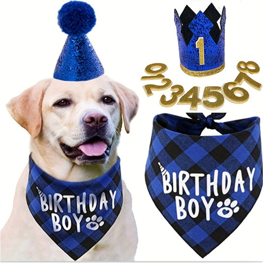 🎉 Paw King Birthday Bandana Set 🐾👑