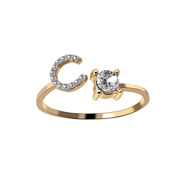 Elegance Initials Adjustable Ring: Fashion Jewelry