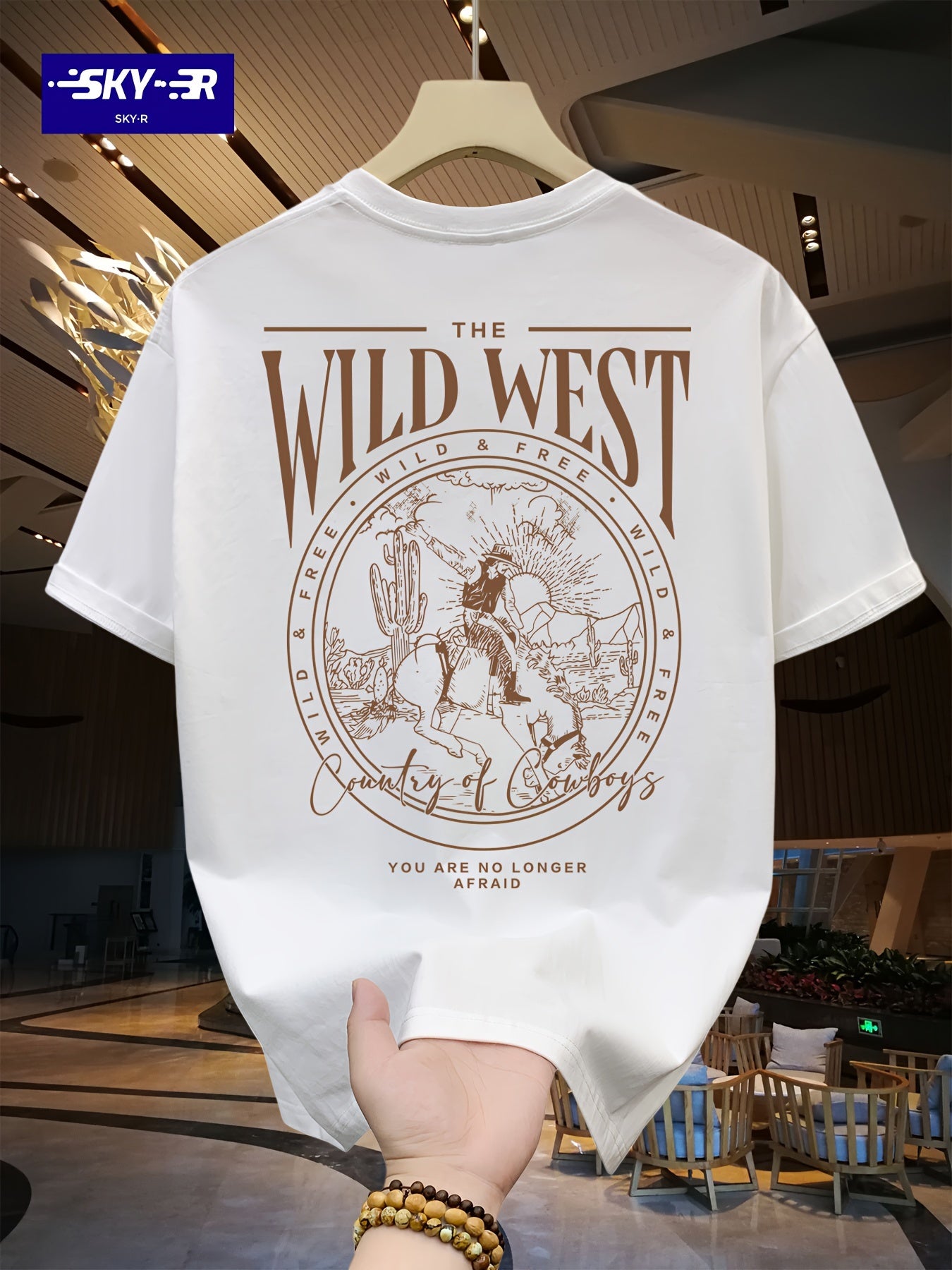 🤠 Men's Loose 100% Cotton Cowboy Graphic Print T-shirt