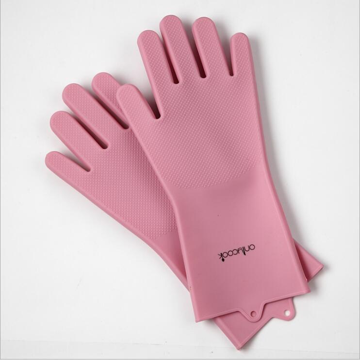 Thick silicone dishwashing gloves