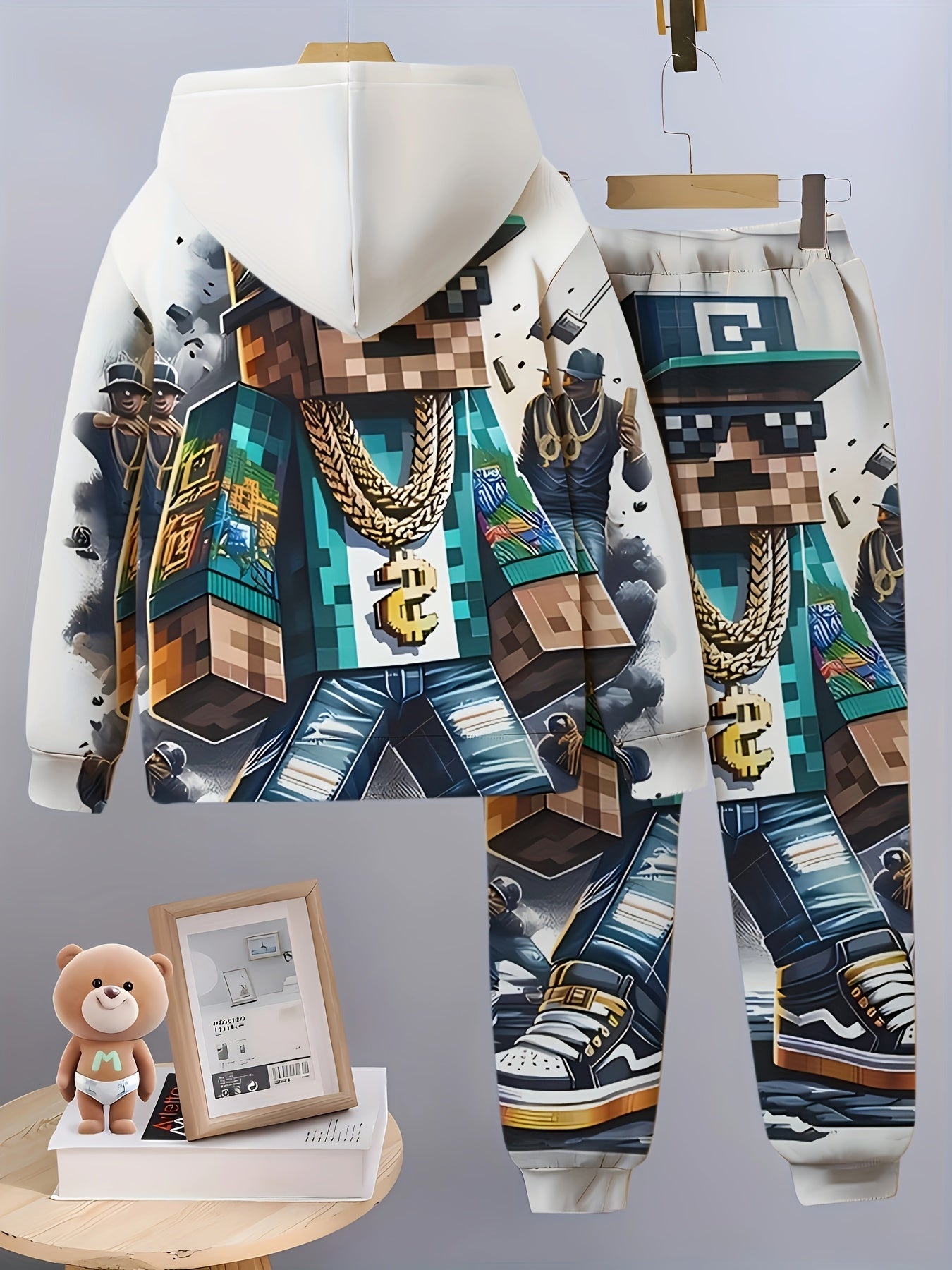 👦 Boys' Cartoon Character 3D Print Hoodie & Pants Set 👦