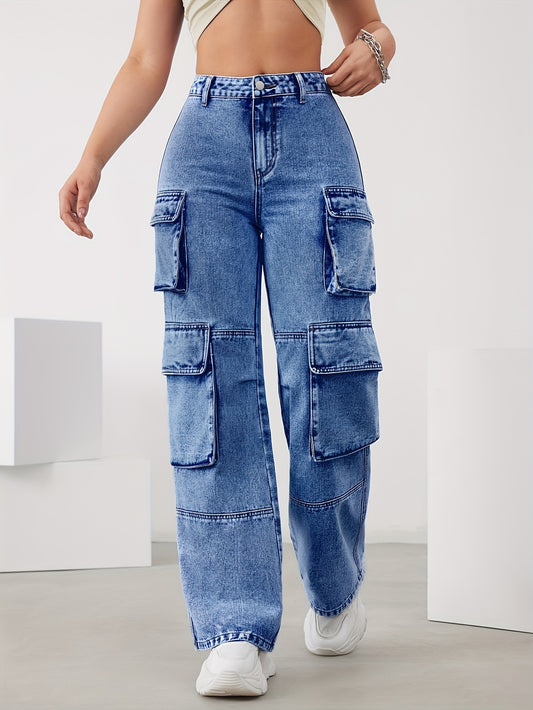 👖 Women’s Casual Style Multi-Pocket Cargo Denim Jeans