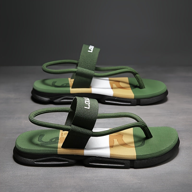 Vibrant Stride Men’s Color Block Thong Sandals 🌴