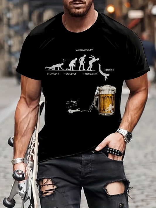 🍺 Men's 100% Cotton Beer Graphic Print T-shirt