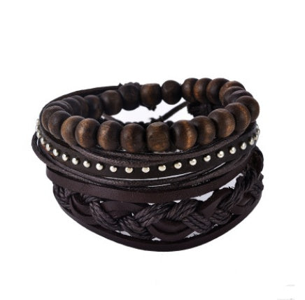 Retro Punk Wrap Bracelet: Multilayer Beaded Leather Bracelet for Men and Women, Vintage Punk Jewelry