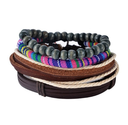 Retro Punk Wrap Bracelet: Multilayer Beaded Leather Bracelet for Men and Women, Vintage Punk Jewelry