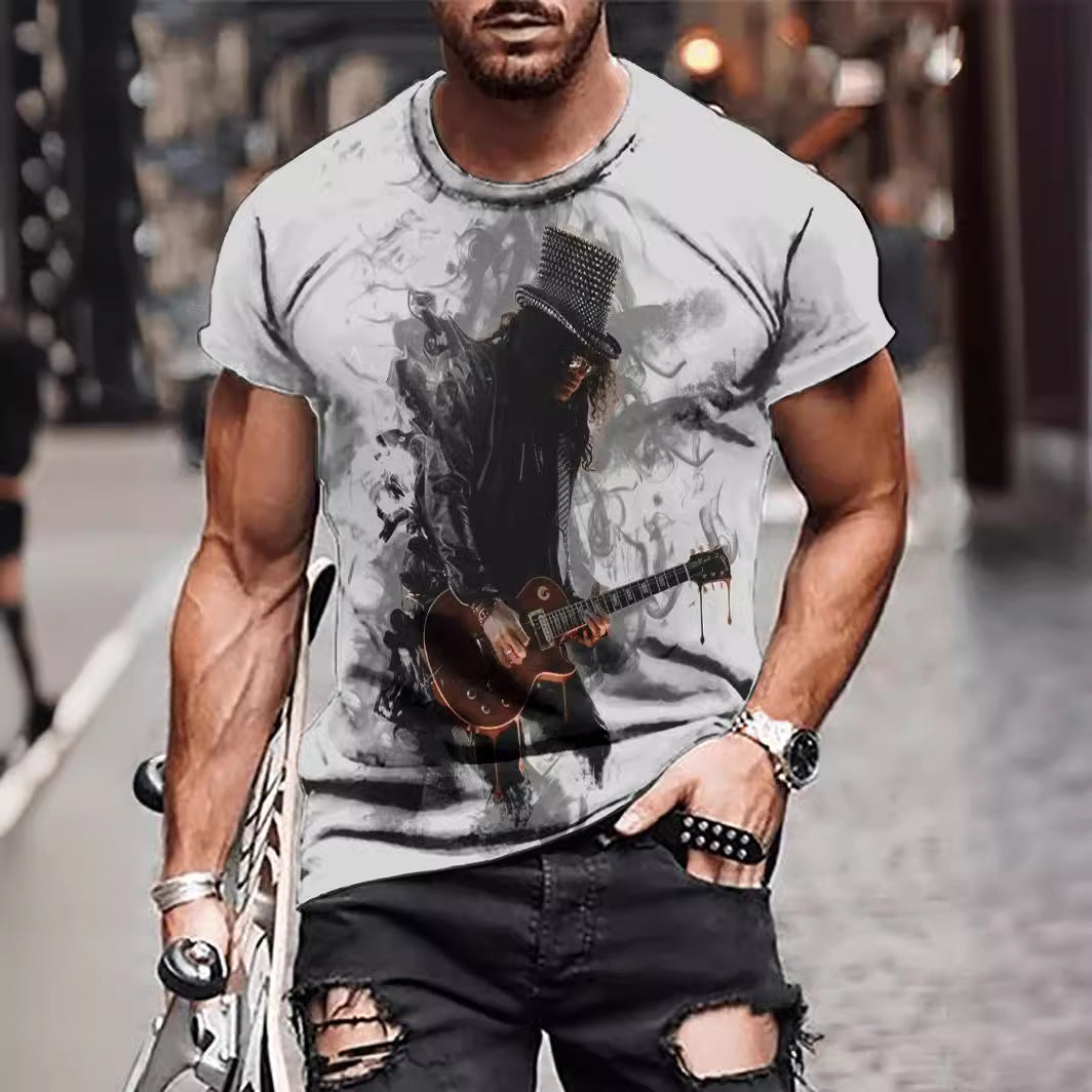 Versatile Men's Casual 3D Printed Short Sleeves