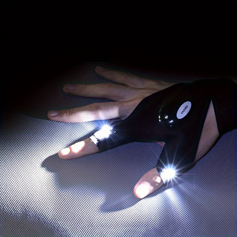 1pc/1 Pair Fingerless LED Flashlight Gloves, Multi-purpose Gloves For Camping Hiking Fishing