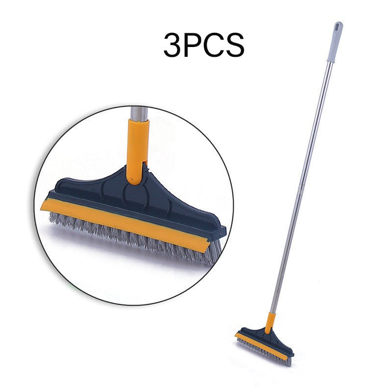 Swift Sweep Floor Gap Cleaning Broom: Dual-Action Rubber Wiper and Bristles