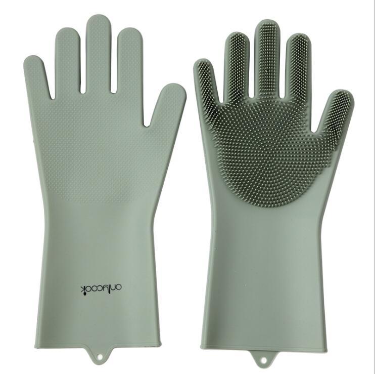 Thick silicone dishwashing gloves