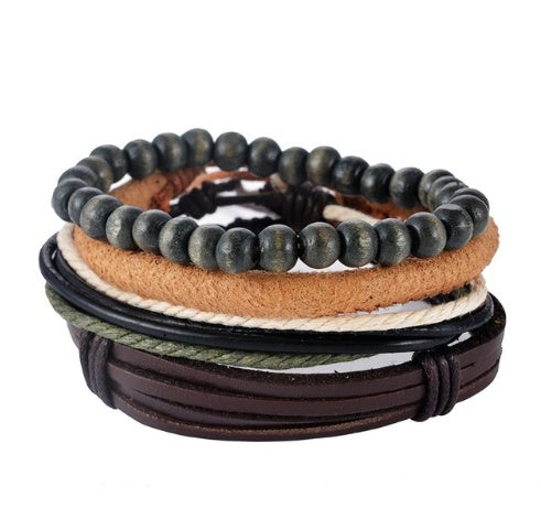 Retro Punk Wrap Bracelet: Multilayer Beaded Leather Bracelet for Men and Women, Vintage Punk Jewelry