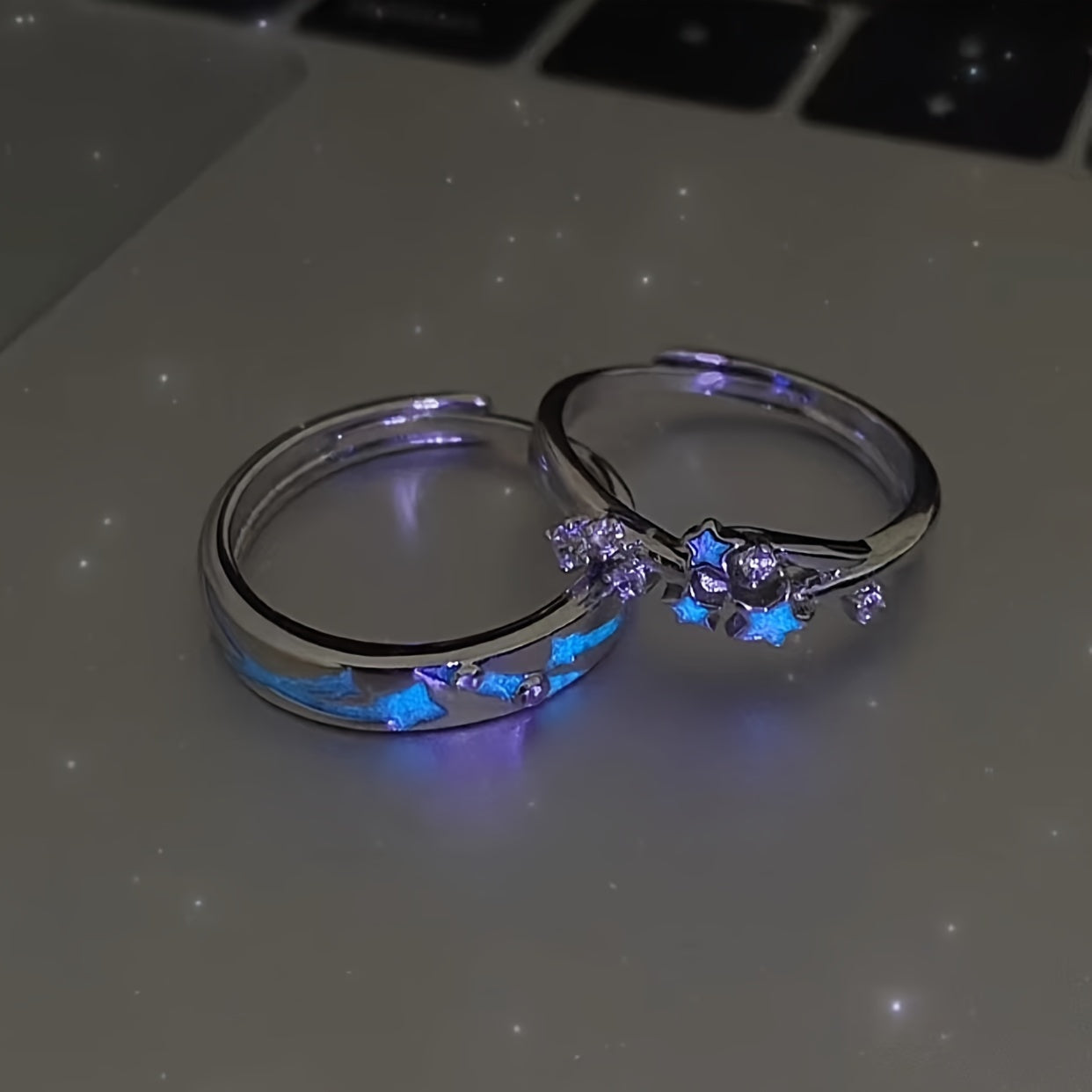 ✨ Starry Night Couples' Ring Set – Luminous Rhinestone Design 🌟