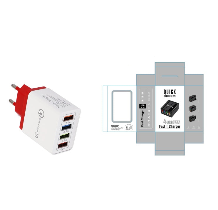 Swift Charge 4-Port USB Wall Charger: Quick Charge 3.0 Adapter