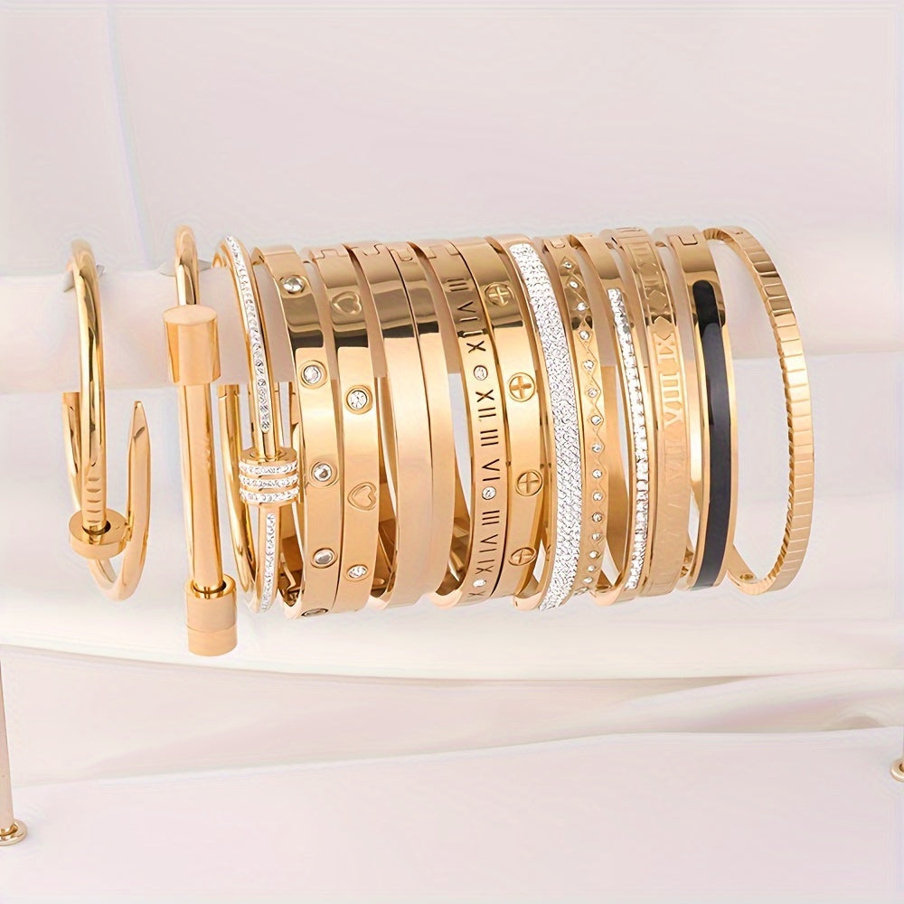 ✨ Retro Chic 18K Gold Plated Bracelets – Simple & Stylish Duo 🌟