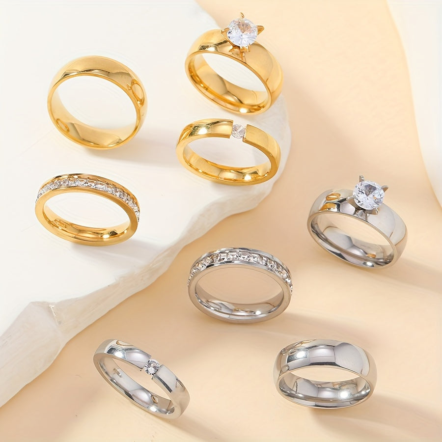 Chic 4-Piece Minimalist Ring Set – 18K Gold Plated Elegance ✨💍