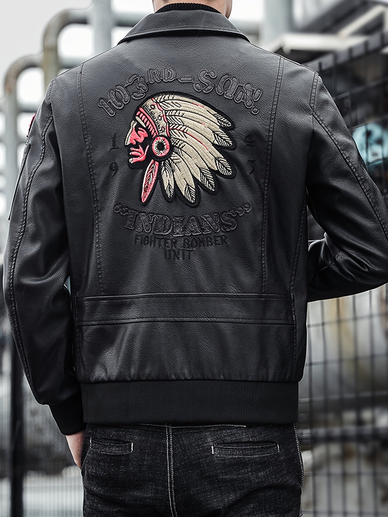 🌟 Men's Native Portrait Graphic PU Leather Jacket 🌟