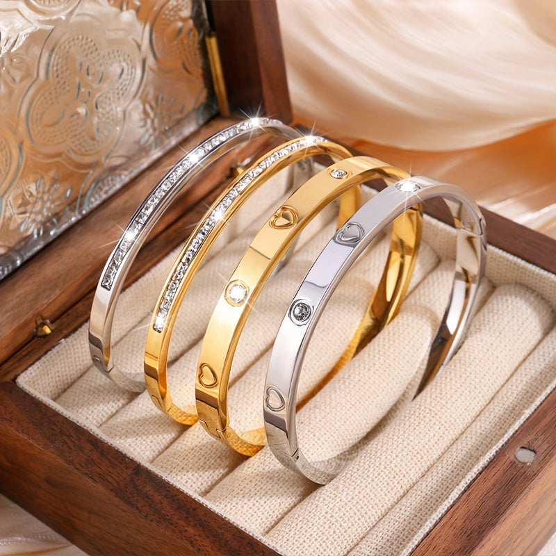 4-Piece Cool Stainless Steel Love Bangle Set 💖✨