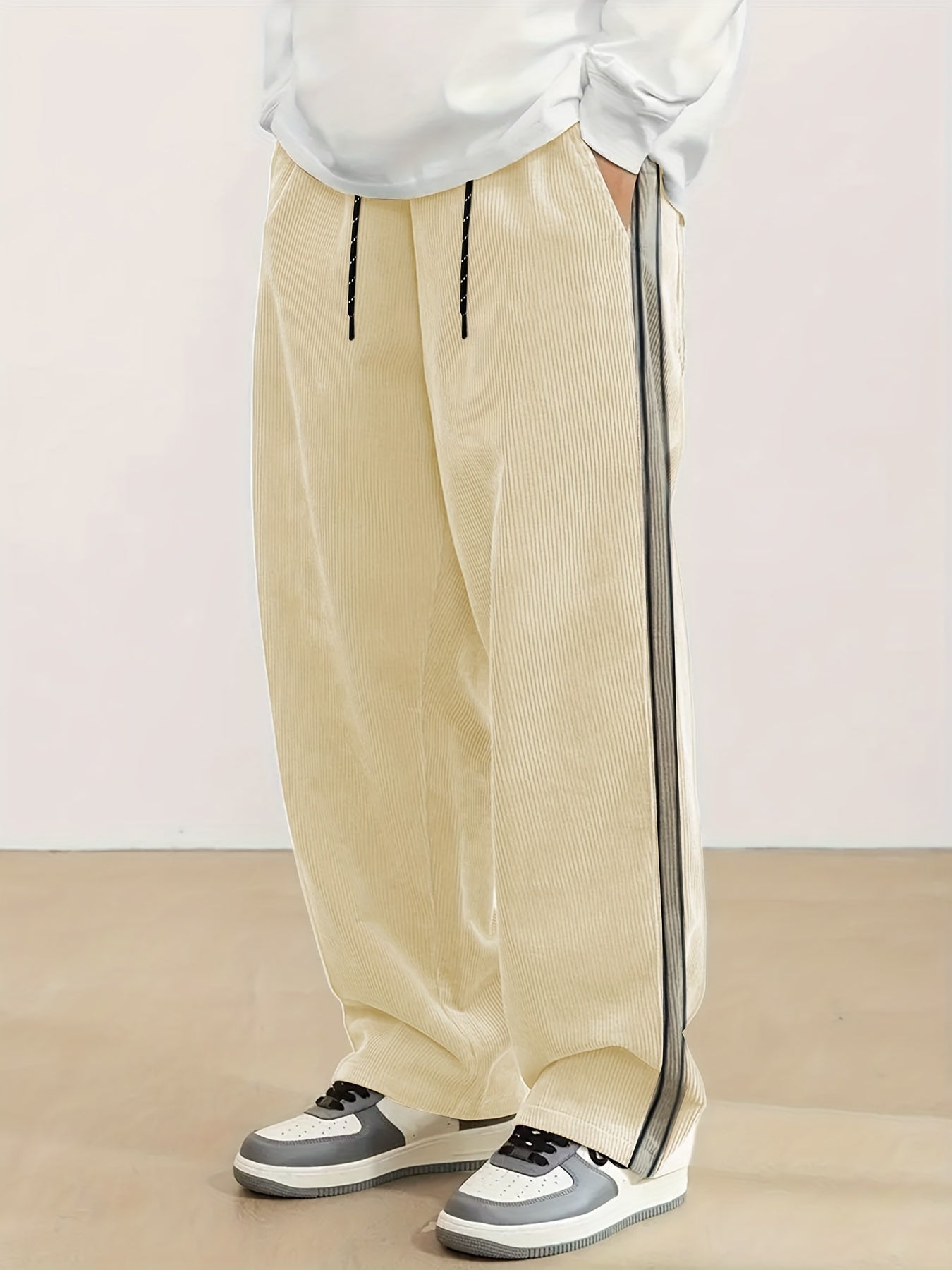 Men's Stripe Décor Corduroy Pants 🎽