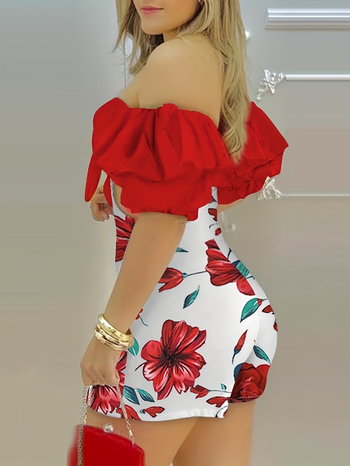 Floral Print Off-Shoulder Romper