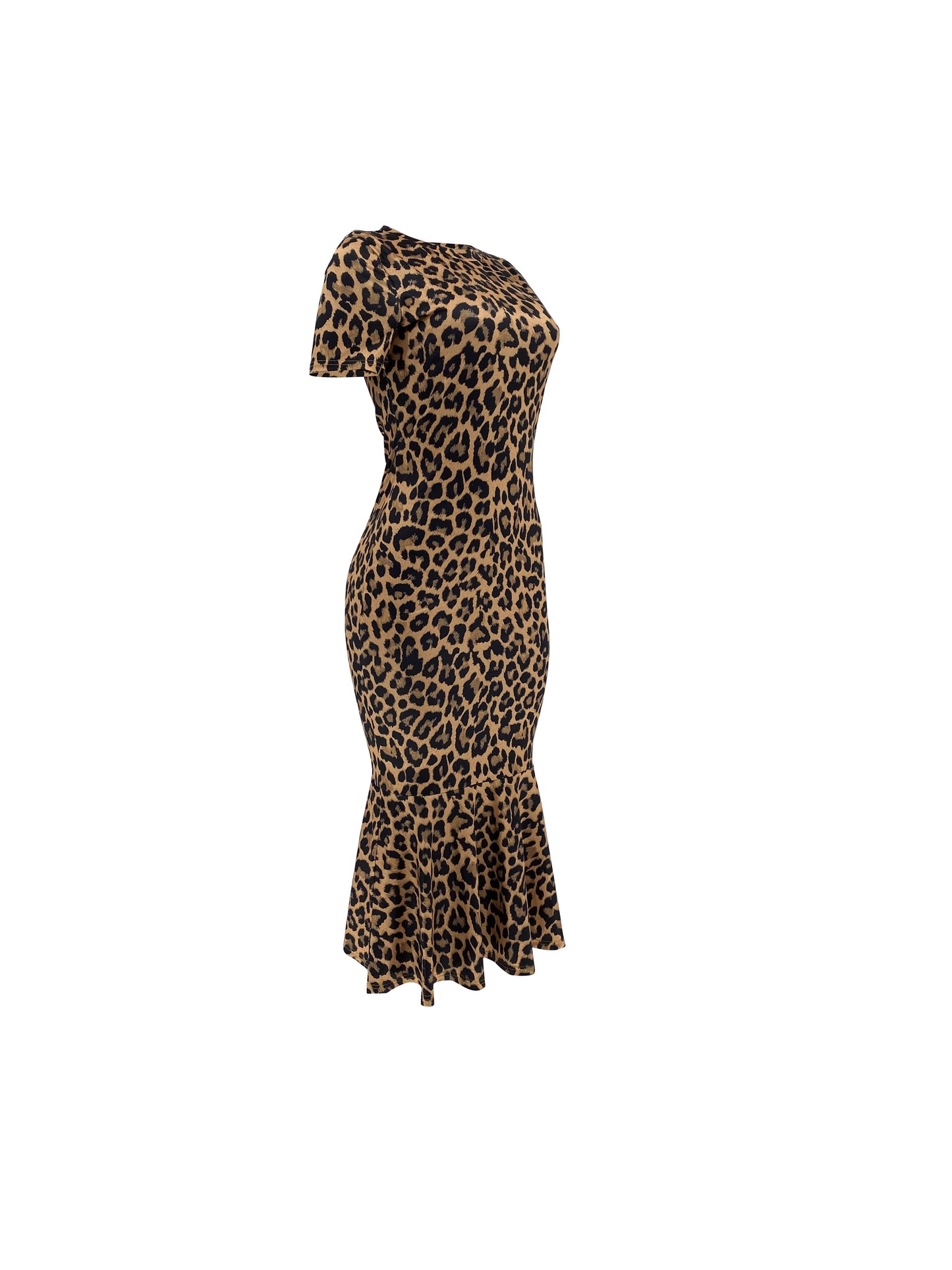 🐆 Leopard Print Bodycon Crew Neck Dress 🌸