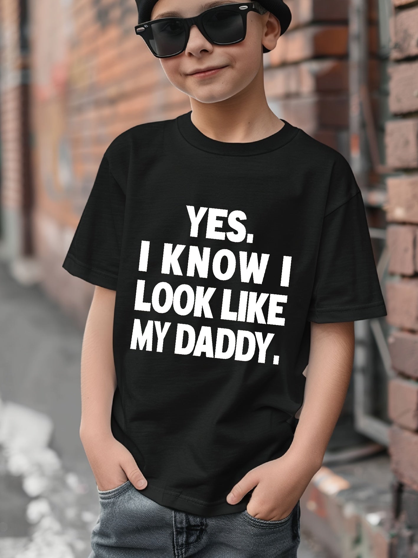 👕 “Yes I Know I Look Like My Daddy” Letter Print T-Shirt – Cool & Comfy Summer Tee for Boys 🌞