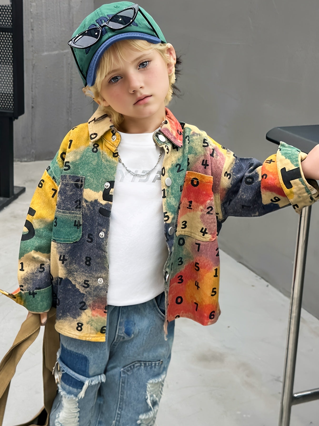 Boy's Trendy Letters Pattern Color Block Cotton Shirt 🌟👕