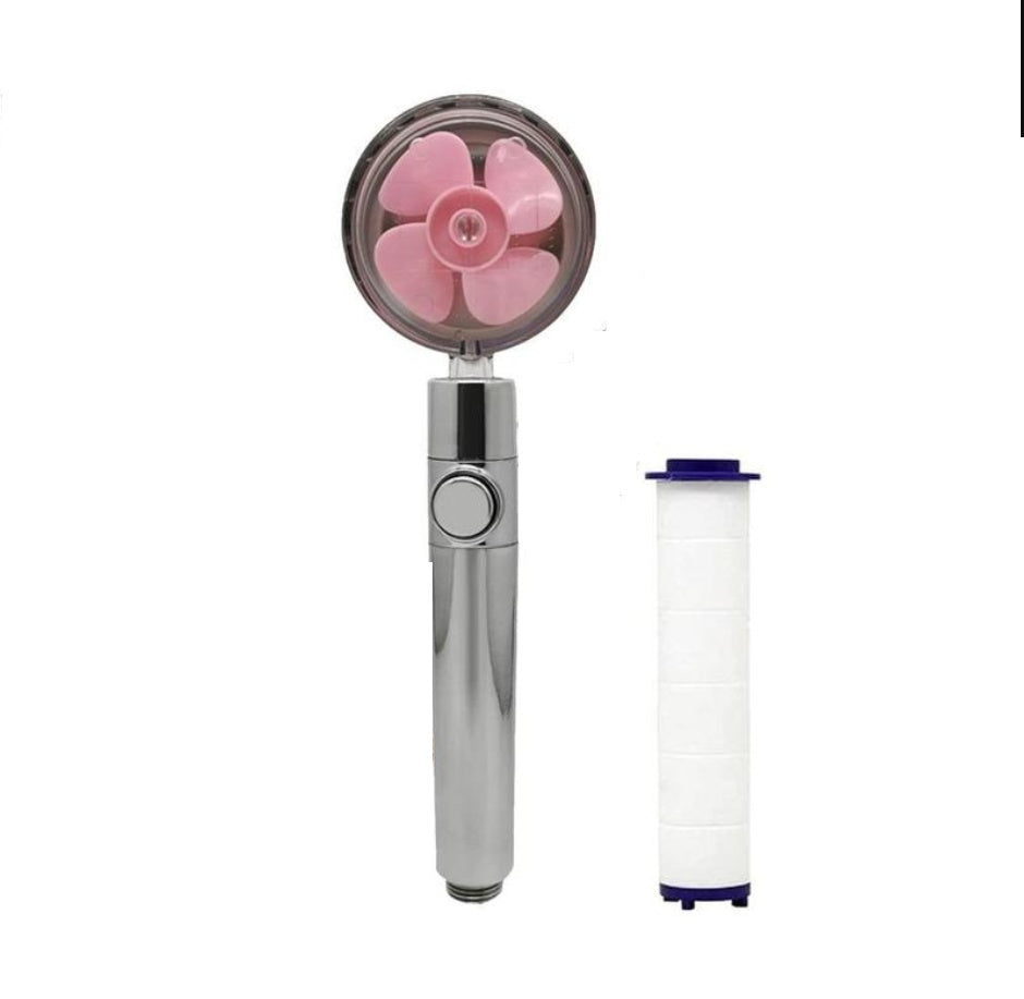 Turbo Flow Propeller Shower Head: High-Pressure Handheld Nozzle with Stop Button and Cotton Filter