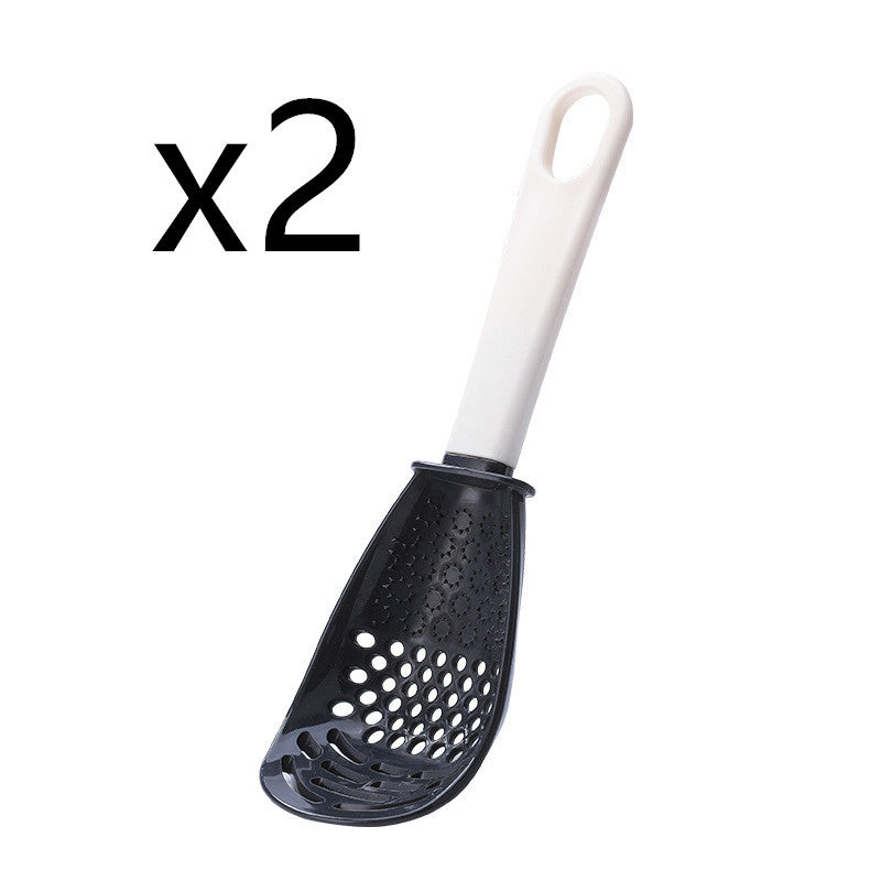 Grind & Drain Multifunctional Kitchen Tool: All-in-One Colander, Grinder, and Draining Spoon