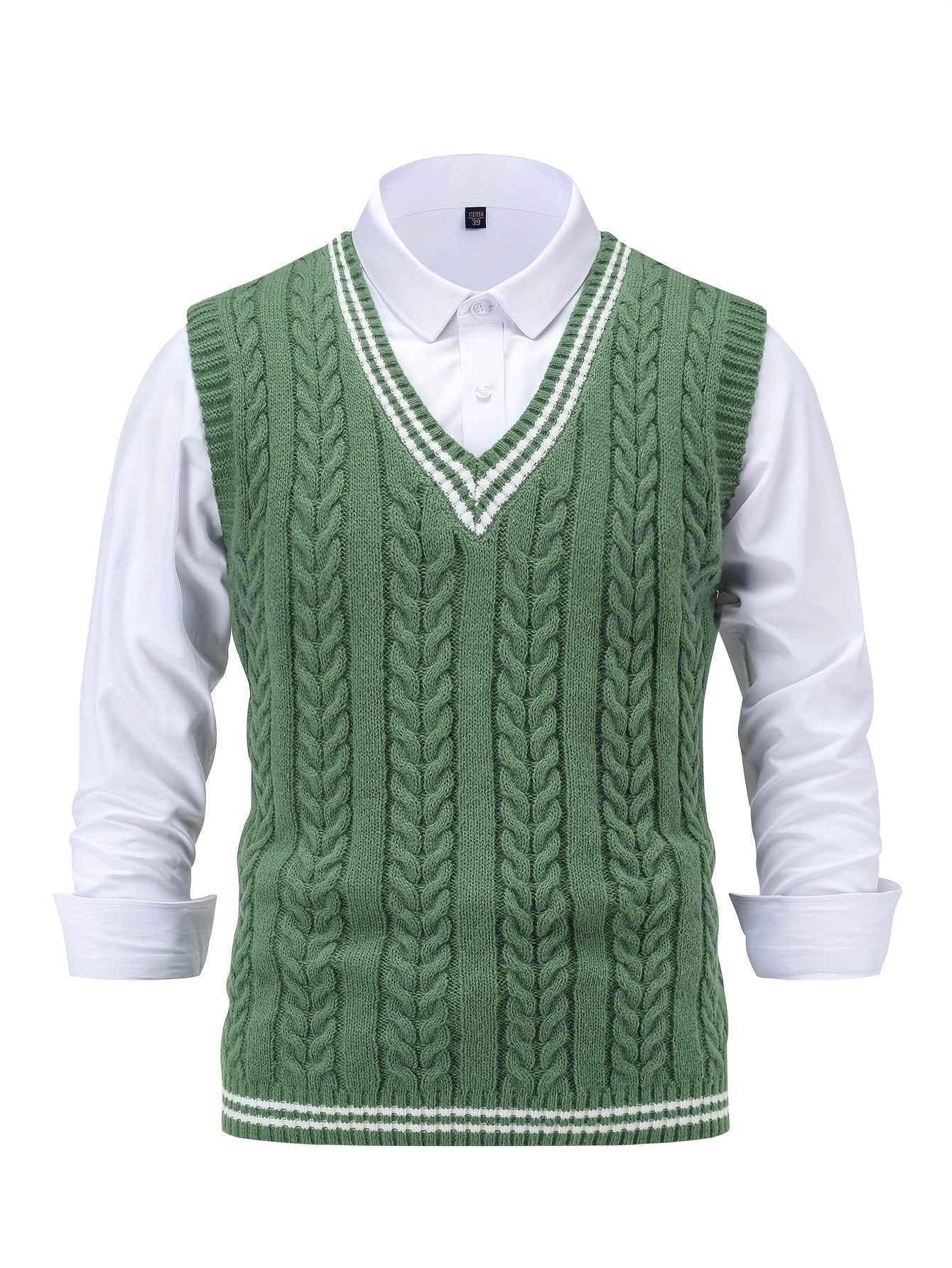 🧶 Men's Casual Knitted Sweater Vest with Color-Block Pattern 🍂