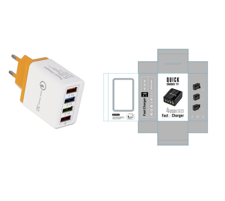 Swift Charge 4-Port USB Wall Charger: Quick Charge 3.0 Adapter