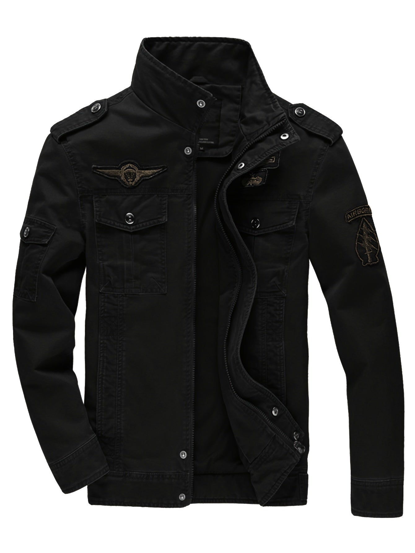 🏍️ Fashionable Design Men's Pure Cotton Long Sleeve Zip-Up Motorcycle Jacket - Stand Collar & Flap Pockets 🌟