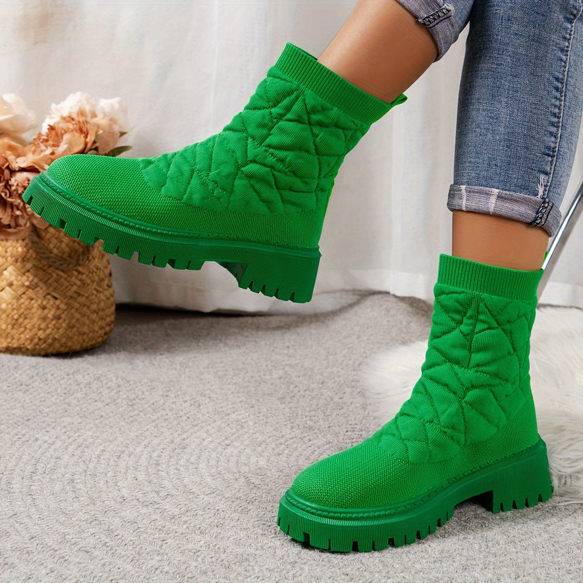 👢 Women's Cozy Knit Ankle Boots