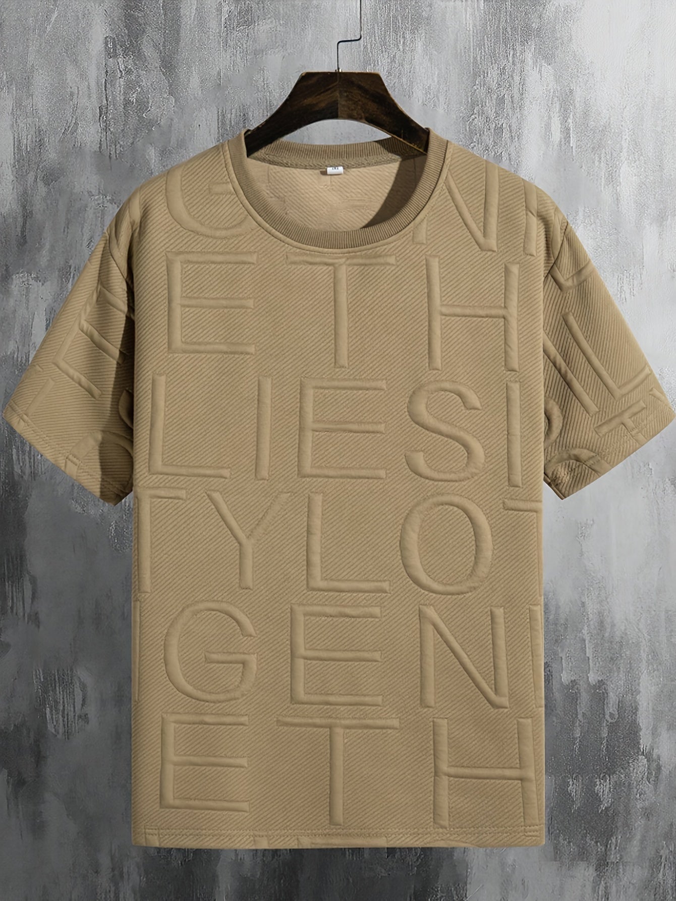 👕 Trendy Letter Pattern Textured Knit Men's T-Shirt 🌟