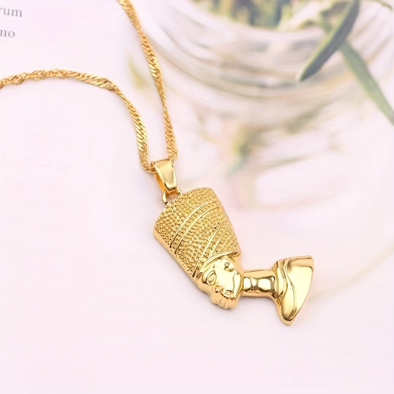 👑 Classic 14K Gold Plated Egyptian Pharaoh Head Hip-Hop Pendant Necklace 👑