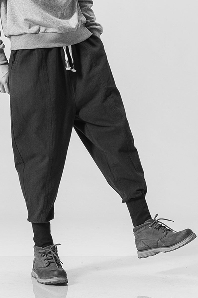 Urban Ease Cotton-Linen Blend Jogger Pants: Stylish Hip-Hop Inspired Bottoms