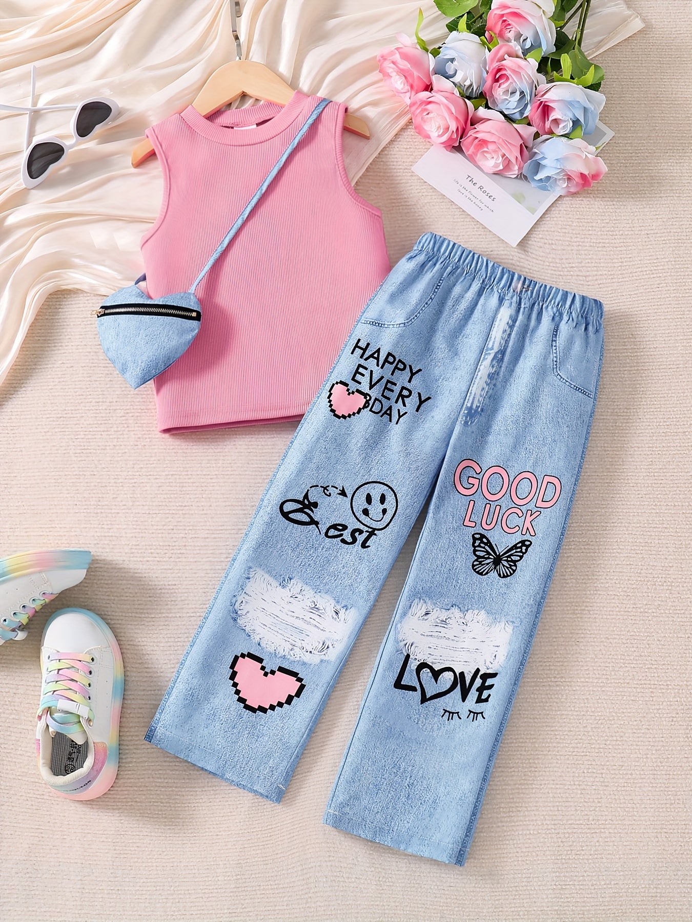 💖 Graffiti Chic 3-Piece Girls' Summer Set 💖