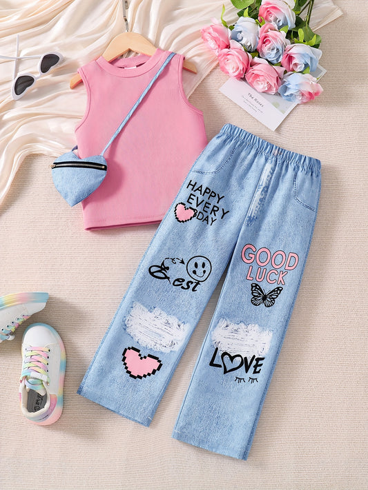 💖 Graffiti Chic 3-Piece Girls' Summer Set 💖