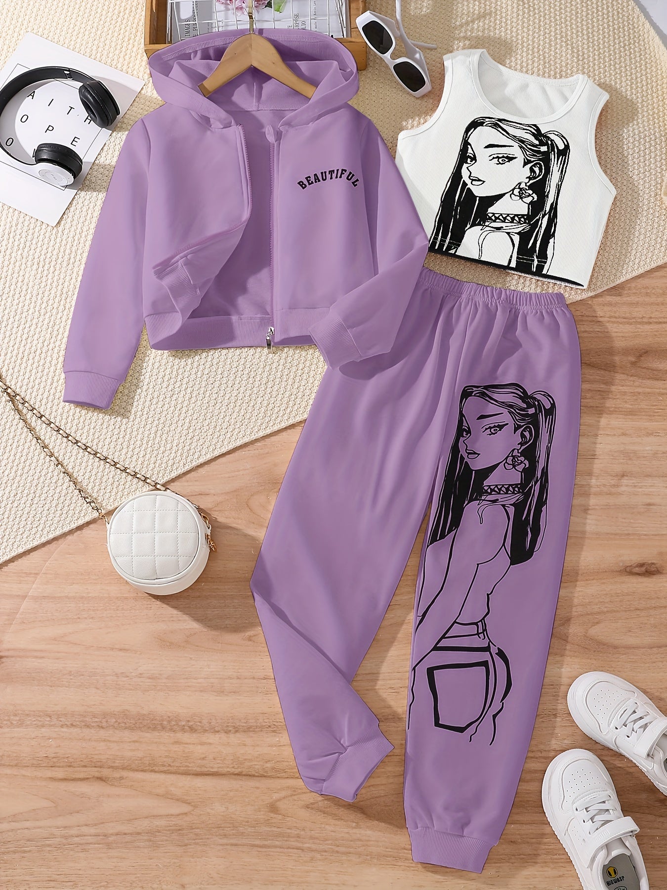 🎨 Anime Print 3-Piece Girl's Set 🌟