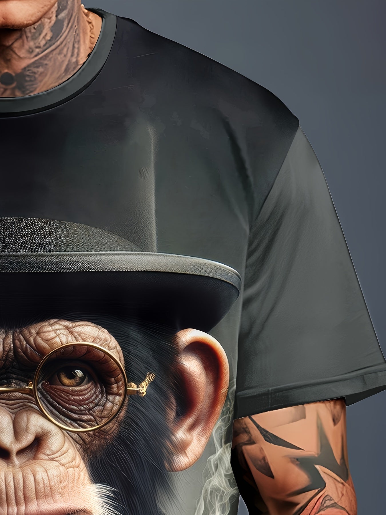 3D Cool Hip-Hop Style Gentleman Monkey Graphic T-Shirt