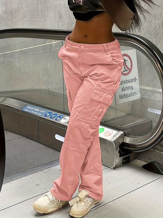 Flap Pockets Wide Leg Cargo Pants