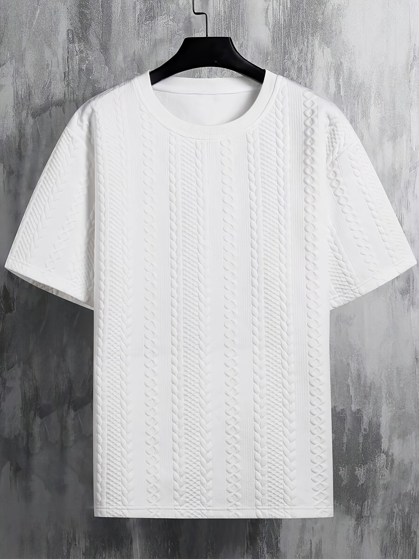 👕 Trendy Letter Pattern Textured Knit Men's T-Shirt 🌟