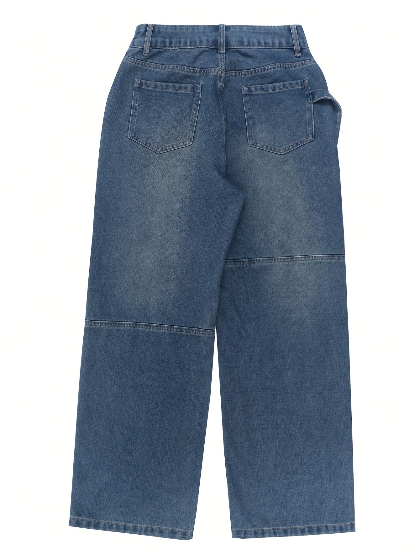 👖 Women's Plain Washed Blue Denim Cargo Pants