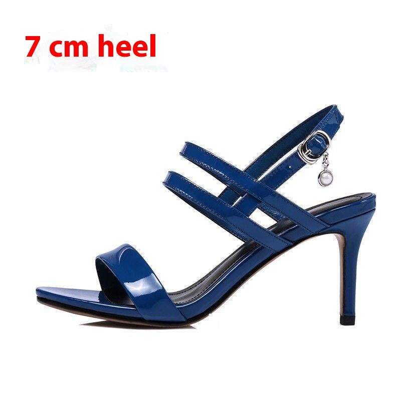 New Slimming Versatile High Heel Authentic Leather Women's Sandals With Buckle