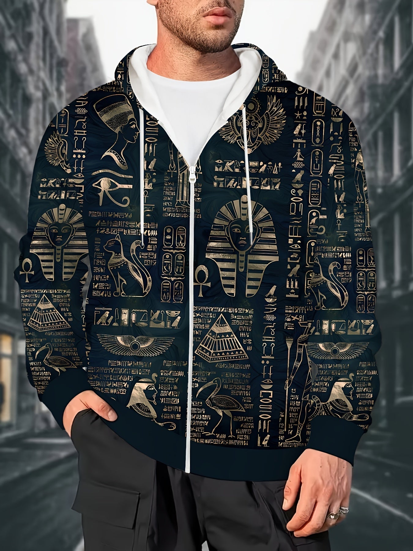 Men's Egyptian Pharaoh Hieroglyphs Hoodie 💪