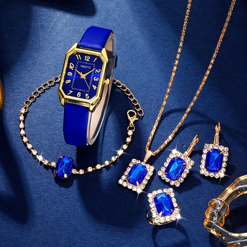 Retro Elegance 6-Piece Women's Watch and Jewelry Set ⏱️✨